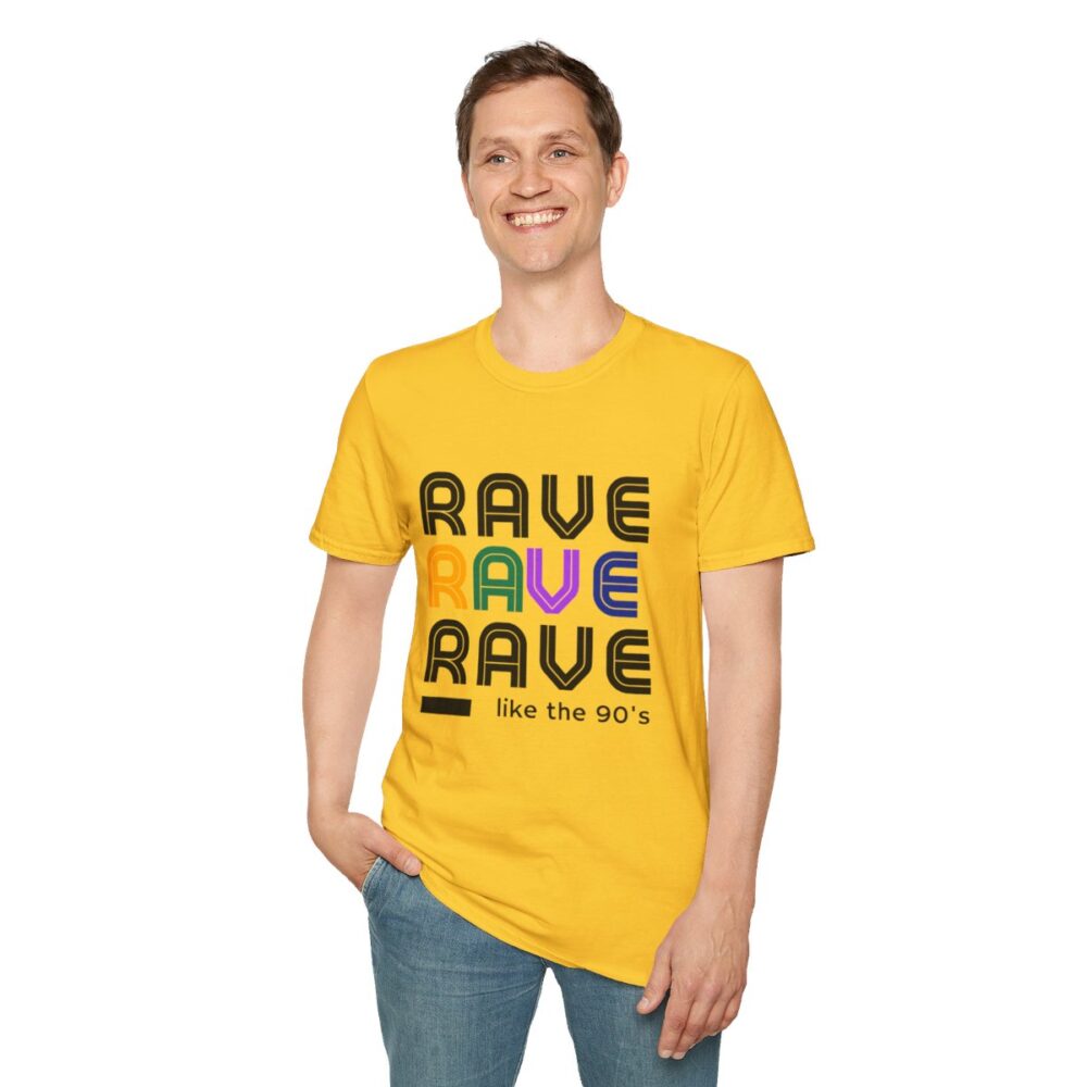 Rave Like the 90s Mens Softstyle T-Shirt - Image 91