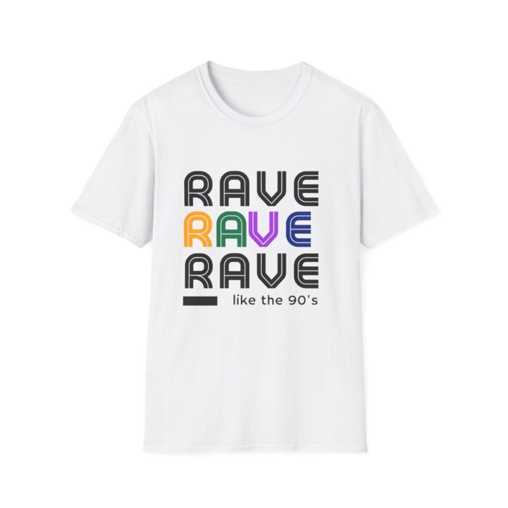 Rave Like the 90s Mens Softstyle T-Shirt - Image 13