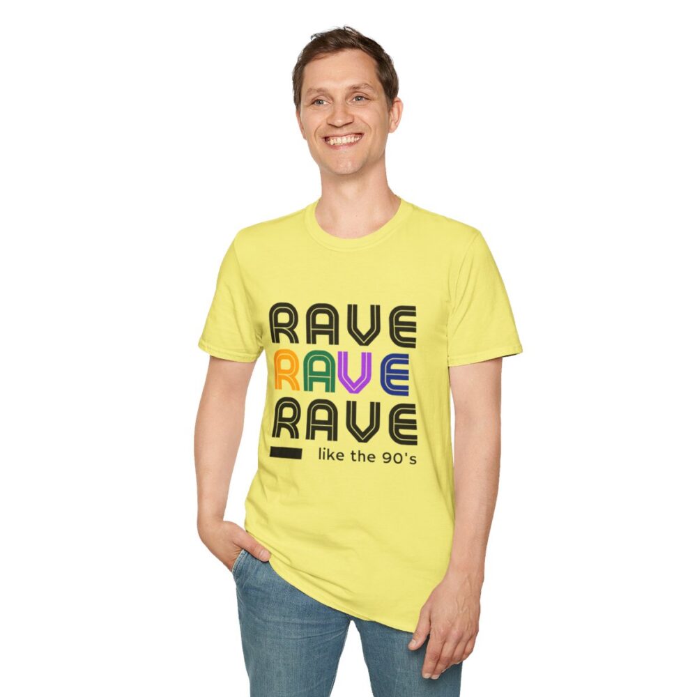 Rave Like the 90s Mens Softstyle T-Shirt - Image 79