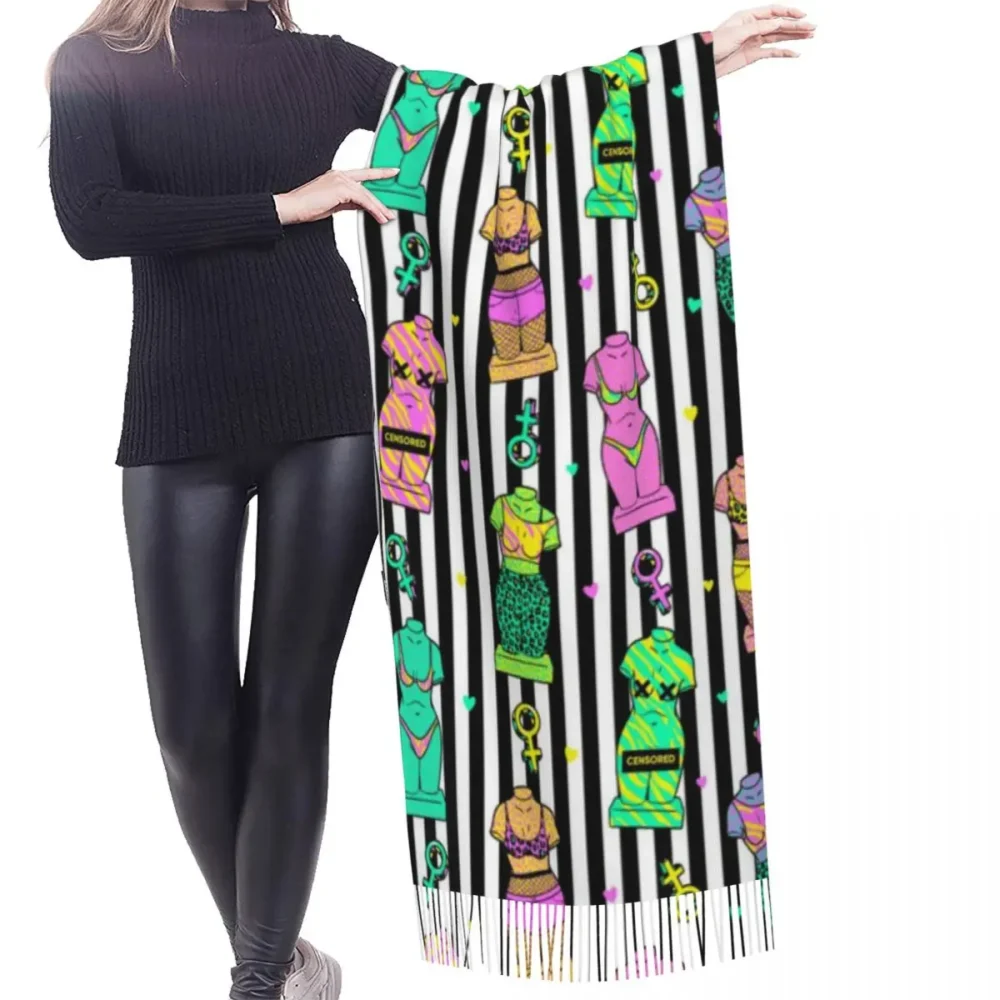 Psychedelic Cosmic Rave Pashmina with Tassel - Image 2