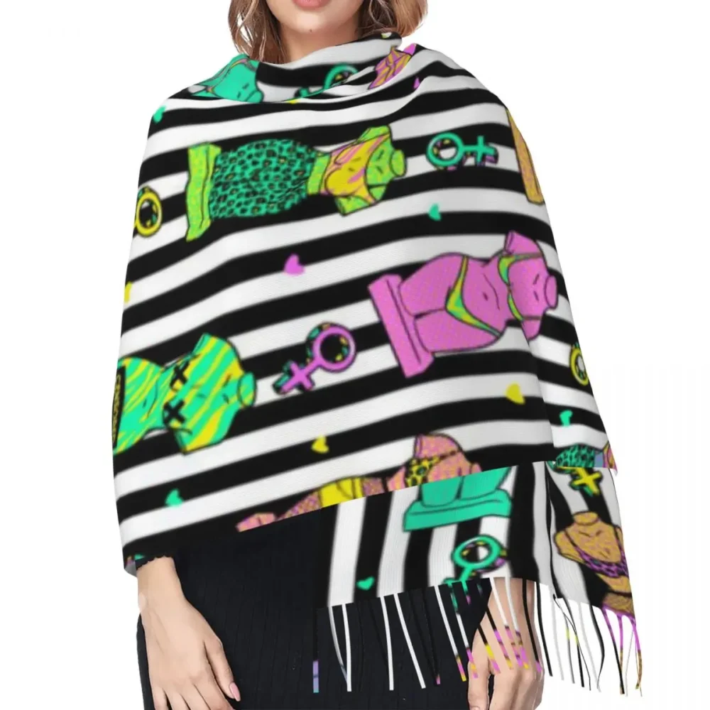 Psychedelic Cosmic Rave Pashmina with Tassel - Image 4