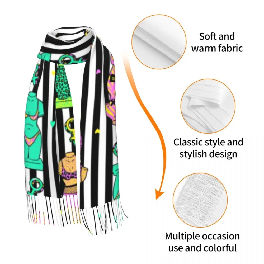 Psychedelic Cosmic Rave Pashmina with Tassel - Image 6