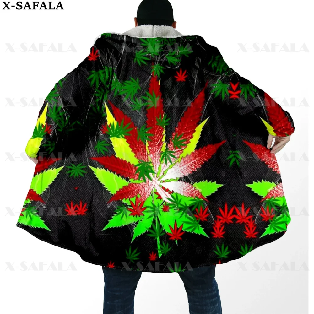 Weeds Leaf Psychedelic Hooded Cloak - Image 3